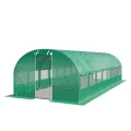 TOOLPORT Foliengewächshaus Gewächshaus 3x8m stabil & langlebig mit Fenster - reißfeste PE Plane 180g/m² grün transparent - Thumbnail 1