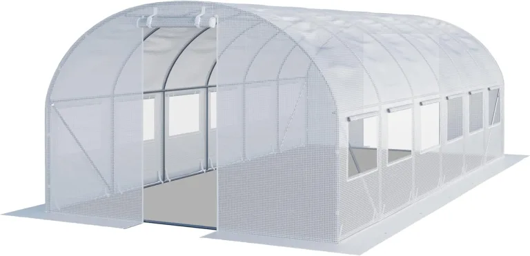TOOLPORT Foliengewächshaus Gewächshaus 3x6m stabil & langlebig mit Fenster - reißfeste PE Plane 180g/m² weiß transparent – Bild 1