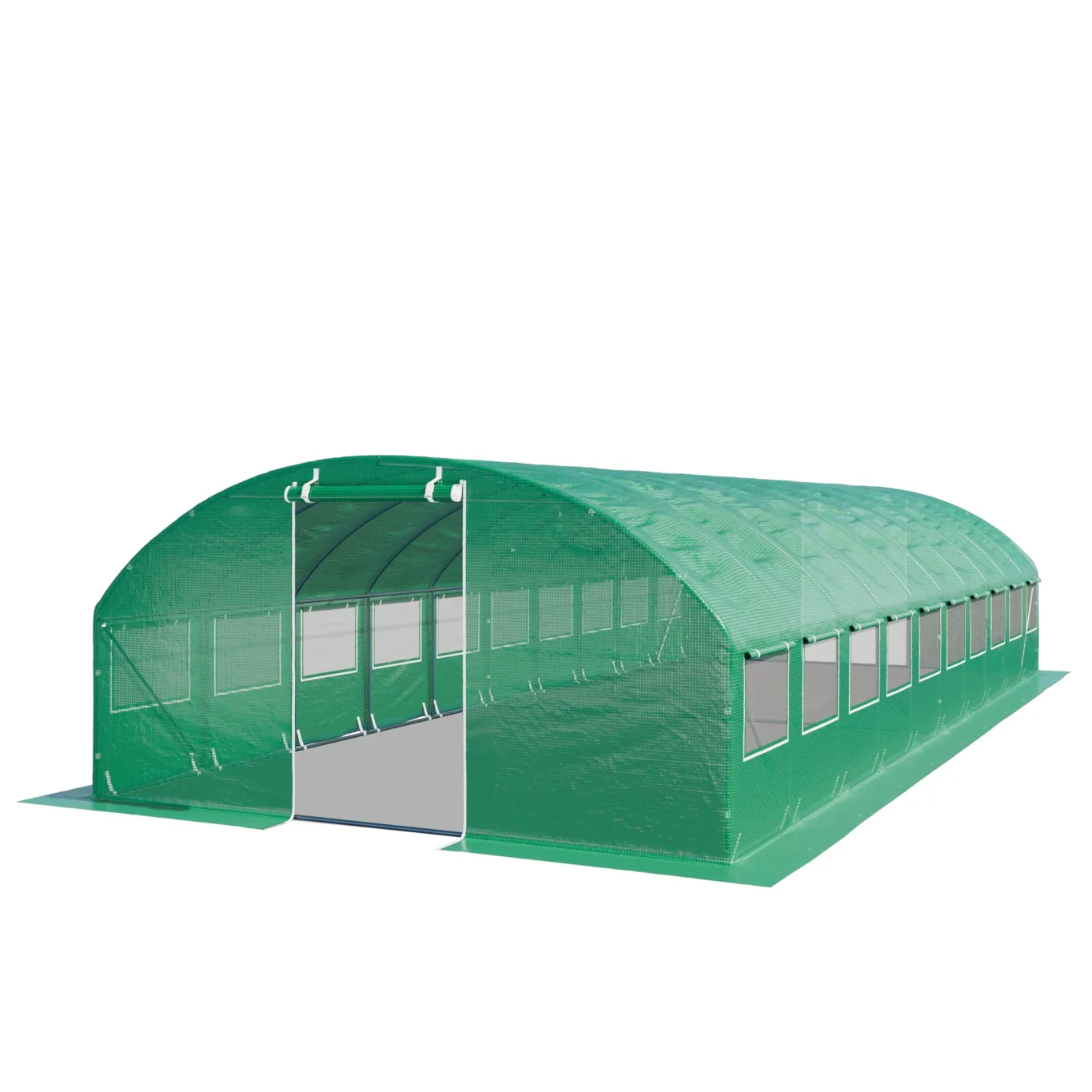 TOOLPORT Foliengewächshaus Gewächshaus 4x10m stabil & langlebig mit Fenster - reißfeste PE Plane 180g/m² grün transparent - Bild 1