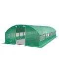 TOOLPORT Foliengewächshaus Gewächshaus 4x10m stabil & langlebig mit Fenster - reißfeste PE Plane 180g/m² grün transparent - Thumbnail 1