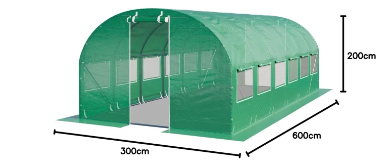 TOOLPORT Foliengewächshaus Gewächshaus 3x6m stabil & langlebig mit Fenster - reißfeste PE Plane 180g/m² grün transparent – Bild 10