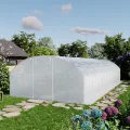 TOOLPORT Foliengewächshaus Gewächshaus 4x10m stabil & langlebig mit Fenster - reißfeste PE Plane 180g/m² weiß transparent - Thumbnail 2