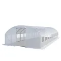TOOLPORT Foliengewächshaus Gewächshaus 4x10m stabil & langlebig mit Fenster - reißfeste PE Plane 180g/m² weiß transparent - Thumbnail 1