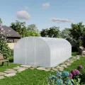 TOOLPORT Foliengewächshaus Gewächshaus 4x6m stabil & langlebig mit Fenster - reißfeste PE Plane 180g/m² weiß transparent - Thumbnail 2