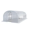 TOOLPORT Foliengewächshaus Gewächshaus 4x6m stabil & langlebig mit Fenster - reißfeste PE Plane 180g/m² weiß transparent - Thumbnail 1