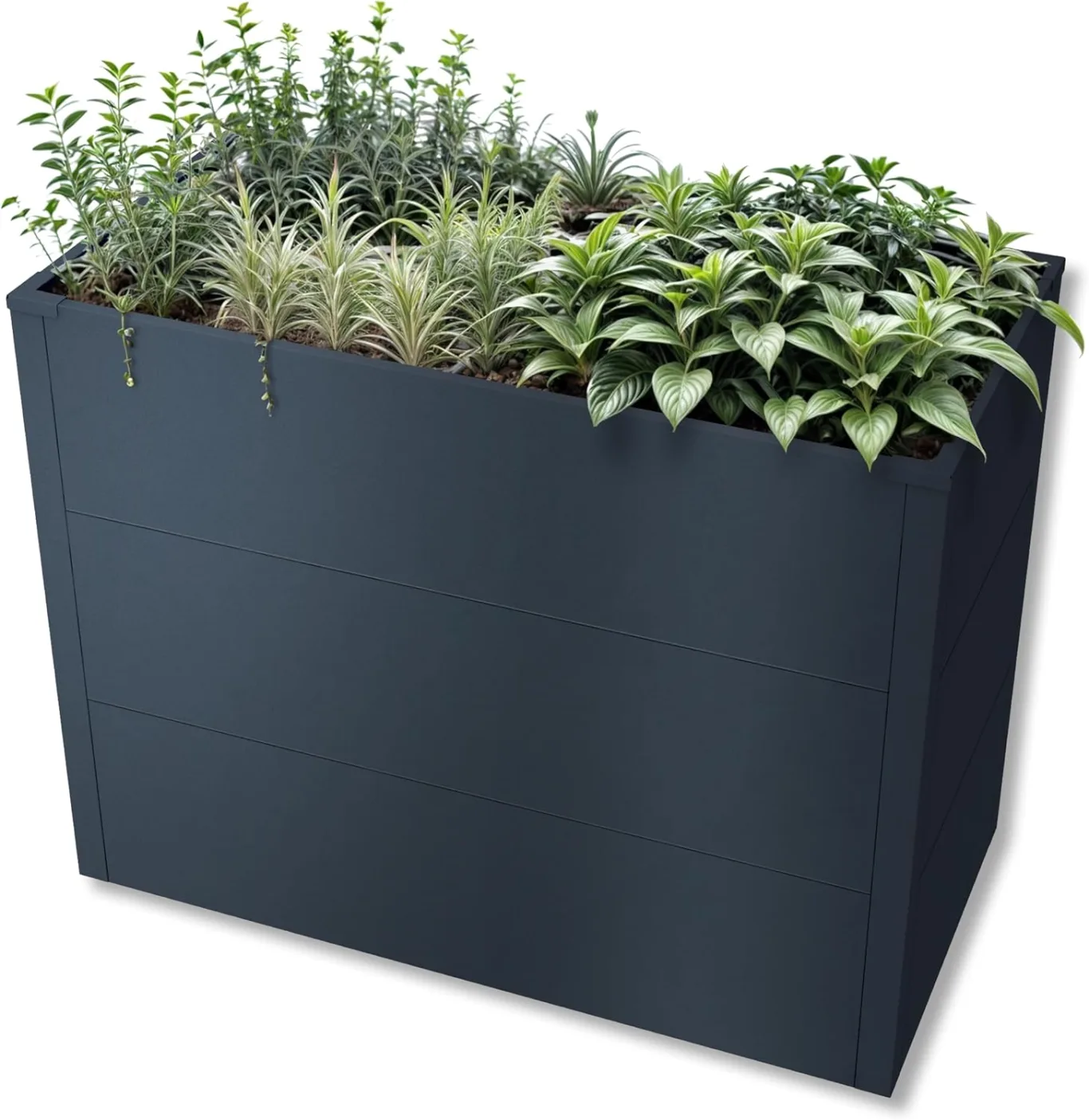 Metzler Hochbeet für den Garten oder Balkon – Stahl in Anthrazit | Witterungsbeständiges Metall-Gartenbeet, Pflanzenbeet, Blumenhochbeet | 100 x 50 x 77 cm - Bild 1