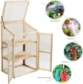 GOPLUS Frühbeet, Frühbeetkasten mit Abdeckung, Gewächshaus aus Tannenholz & Polycarbonat, Hochbeet Treibhaus für Garten & Balkon, 60 x 45 x 100 cm - Thumbnail 8