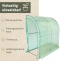 NATIV Anlehngewächshaus 200x215x100 cm, begehbares Foliengewächshaus, Treibhaus inklusive Pflanzregal, Tomatenhaus mit 2 Rolltüren, Gewächshaus aus robuster grüner Gewächshausfolie - Thumbnail 4