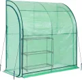 NATIV Anlehngewächshaus 200x215x100 cm, begehbares Foliengewächshaus, Treibhaus inklusive Pflanzregal, Tomatenhaus mit 2 Rolltüren, Gewächshaus aus robuster grüner Gewächshausfolie - Thumbnail 1