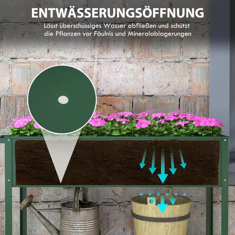 Outsunny Hochbeet mit Rädern, Regal Kräuterbeet Pflanzenbeet Metall für Garten, Balkon Grün 109 x 44 x 80 cm – Bild 6