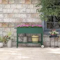 Outsunny Hochbeet mit Rädern, Regal Kräuterbeet Pflanzenbeet Metall für Garten, Balkon Grün 109 x 44 x 80 cm - Thumbnail 8