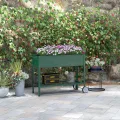 Outsunny Hochbeet mit Rädern, Regal Kräuterbeet Pflanzenbeet Metall für Garten, Balkon Grün 109 x 44 x 80 cm - Thumbnail 2