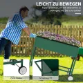 Outsunny Hochbeet mit Rädern, Regal Kräuterbeet Pflanzenbeet Metall für Garten, Balkon Grün 109 x 44 x 80 cm - Thumbnail 3
