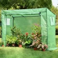 NATIV Robustes Tomaten Gewächshaus, Foliengewächshaus mit 2 Fenstern, Tomatenhaus mit aufrollbarer Türe, Tomatendach 200 x 77 x 169 cm, Tomatengewächshaus aus grüner Gewächshausfolie - Thumbnail 3