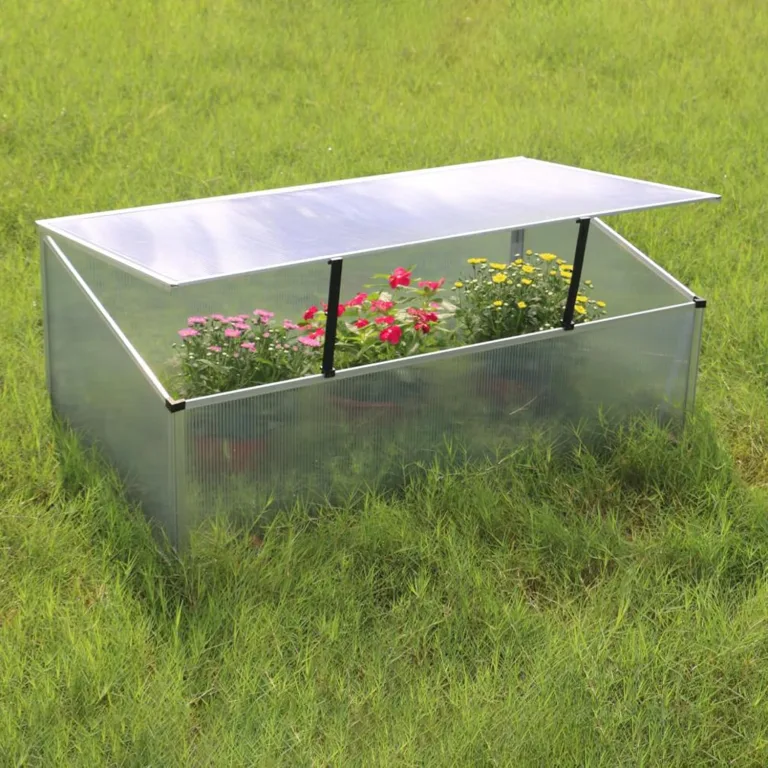 NATIV Frühbeet aus 1 mm dicken Aluminium, Hochbeet Abdeckung mit arretierbarem Dach, Frühbeetkasten mit Polycarbonatplatten, Frühbeetaufsatz für Hochbeet 100 x 60 cm, Mini Gewächshaus – Bild 7