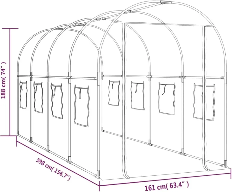 Gecheer Gewächshaus Foliengewächshaus Tomatenhaus Transparent 160x400x190 cm PVC & Stahl – Bild 6