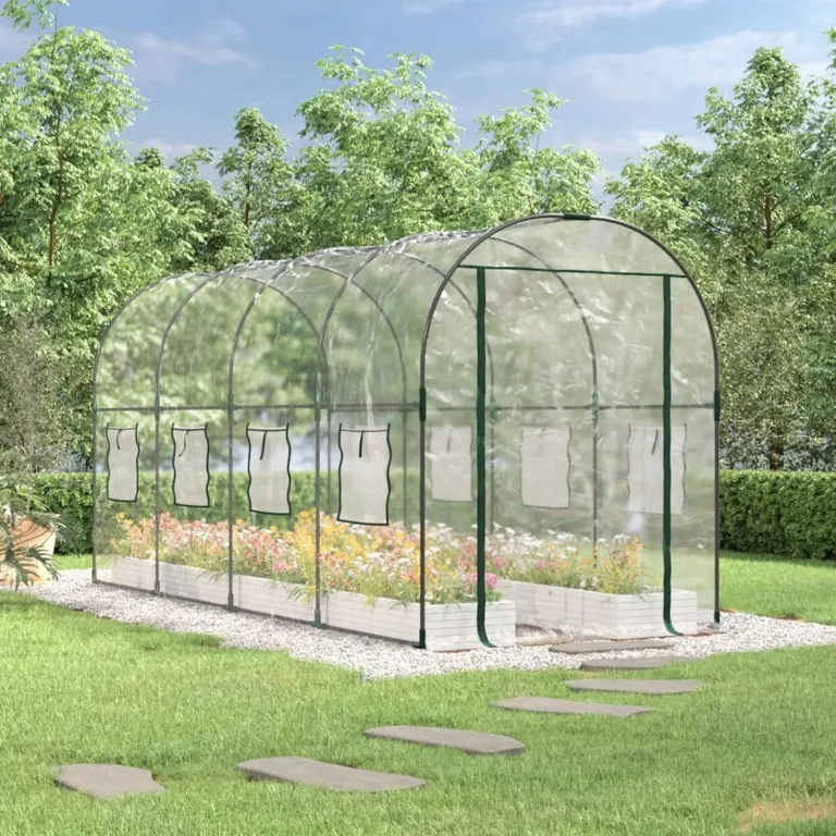 Gecheer Gewächshaus Foliengewächshaus Tomatenhaus Transparent 160x400x190 cm PVC & Stahl – Bild 1