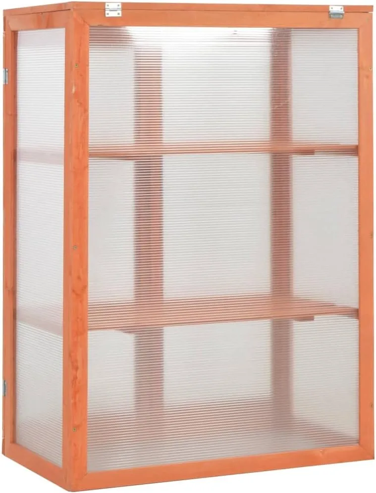 Gewächshaus Holz 75x47x109 cm GewäChshaus Klein Frostschutz Pflanzen Winterschutz FrostwäChter GewäChshaus Winterfest GeräTehaus Tomatenhaus mit 2 Regale&Türen, Klappdeckel – Bild 7