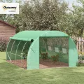 Outsunny Foliengewächshaus Polytunnel 4 x 3 x 2 m begehbares Gewächshaus mit aufrollbar Abdeckungen Folientunnel Treibhaus UV-Schutz Stahlrohr Grün - Thumbnail 3