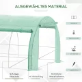 Outsunny Foliengewächshaus Polytunnel 4 x 3 x 2 m begehbares Gewächshaus mit aufrollbar Abdeckungen Folientunnel Treibhaus UV-Schutz Stahlrohr Grün - Thumbnail 4