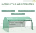 Outsunny Foliengewächshaus Polytunnel 4 x 3 x 2 m begehbares Gewächshaus mit aufrollbar Abdeckungen Folientunnel Treibhaus UV-Schutz Stahlrohr Grün - Thumbnail 5