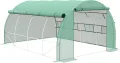 Outsunny Foliengewächshaus Polytunnel 4 x 3 x 2 m begehbares Gewächshaus mit aufrollbar Abdeckungen Folientunnel Treibhaus UV-Schutz Stahlrohr Grün - Thumbnail 1