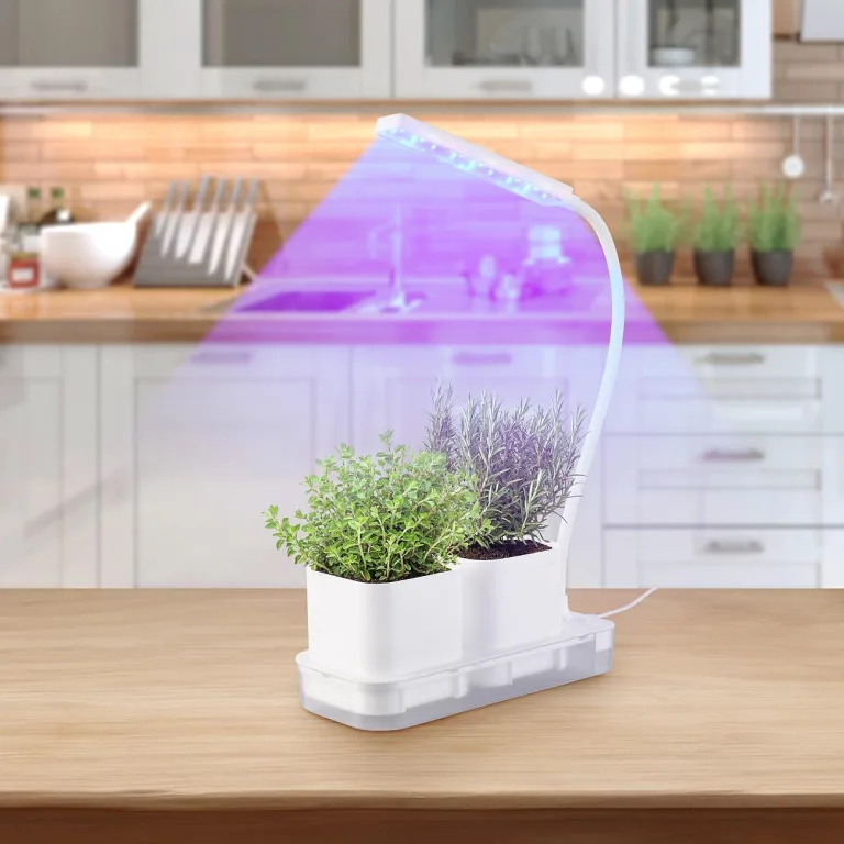 PEARL Mini Gewächshaus: 2er-Set Gewächs- & Anzucht-Station,2Töpfe,Wachstums-LEDs & Wassertank (Anzuchtlampe, Anzuchtsystem, LED Blumentopf) – Bild 6