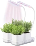 PEARL Mini Gewächshaus: 2er-Set Gewächs- & Anzucht-Station,2Töpfe,Wachstums-LEDs & Wassertank (Anzuchtlampe, Anzuchtsystem, LED Blumentopf) - Thumbnail 2