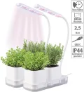 PEARL Mini Gewächshaus: 2er-Set Gewächs- & Anzucht-Station,2Töpfe,Wachstums-LEDs & Wassertank (Anzuchtlampe, Anzuchtsystem, LED Blumentopf) - Thumbnail 3