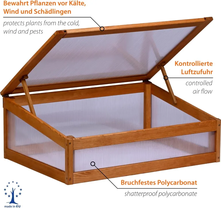 dobar® Frühbeetaufsatz aus Holz für Hochbeet Kubus 2.0 - Frühbeetkasten für Garten - 76 x 56 x 20 cm - Braun – Bild 4