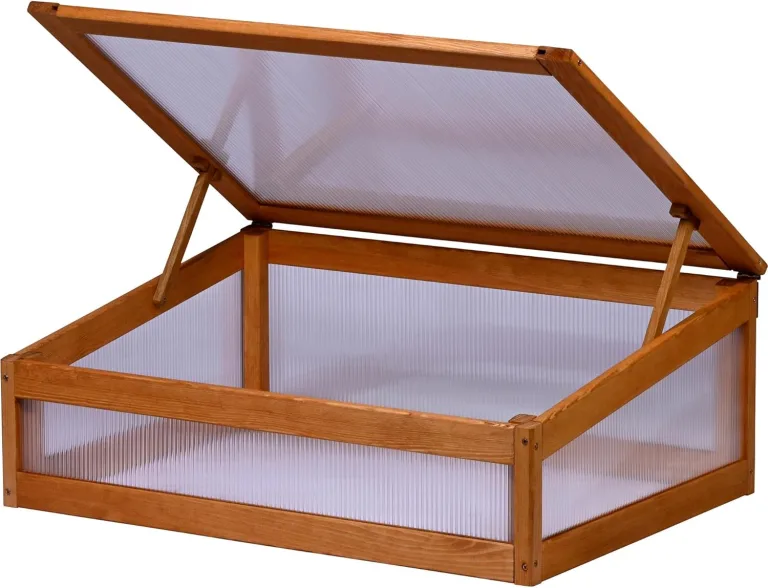 dobar® Frühbeetaufsatz aus Holz für Hochbeet Kubus 2.0 - Frühbeetkasten für Garten - 76 x 56 x 20 cm - Braun – Bild 1