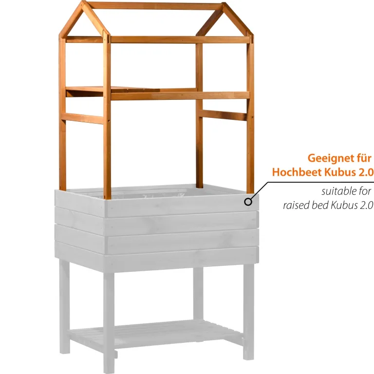 dobar® Rankturm-Aufsatz für Tomaten und Erdbeeren mit Ablage - Rankturm Holz für Hochbeet Kubus 2.0-74 x 54 x 89 cm - Braun – Bild 5