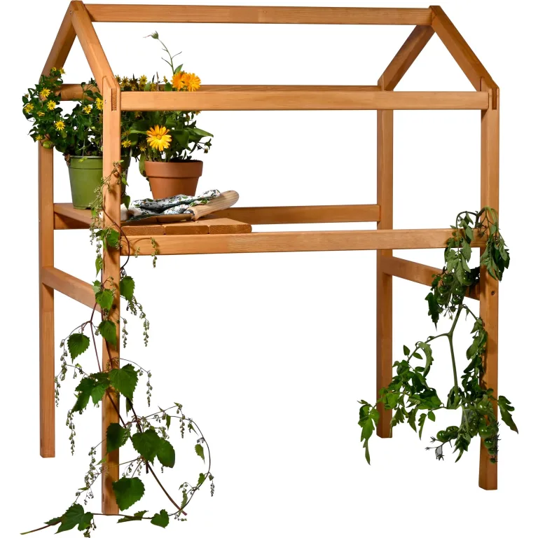 dobar® Rankturm-Aufsatz für Tomaten und Erdbeeren mit Ablage - Rankturm Holz für Hochbeet Kubus 2.0-74 x 54 x 89 cm - Braun – Bild 1