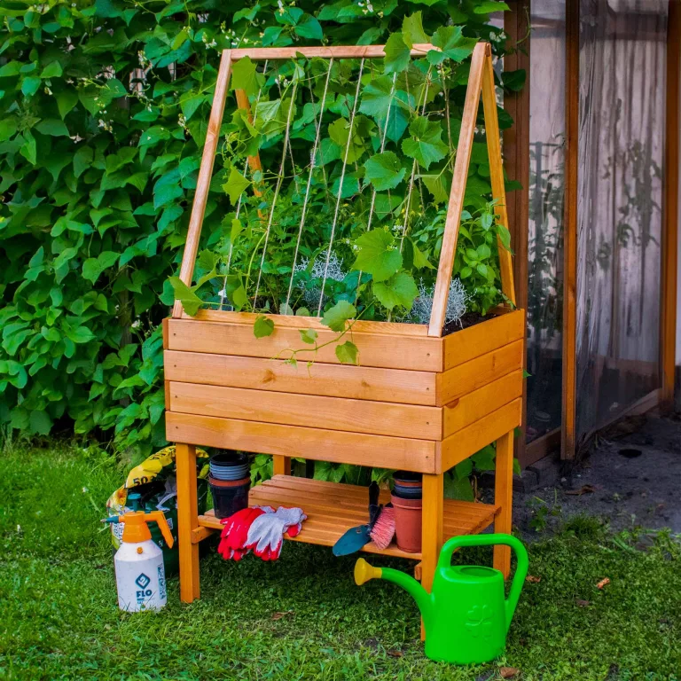 dobar® Rankhilfen-Aufsatz Gurken für Hochbeet Kubus 2.0 - Rankhilfe für den Garten - 78 x 58 x 78 cm - Braun – Bild 2