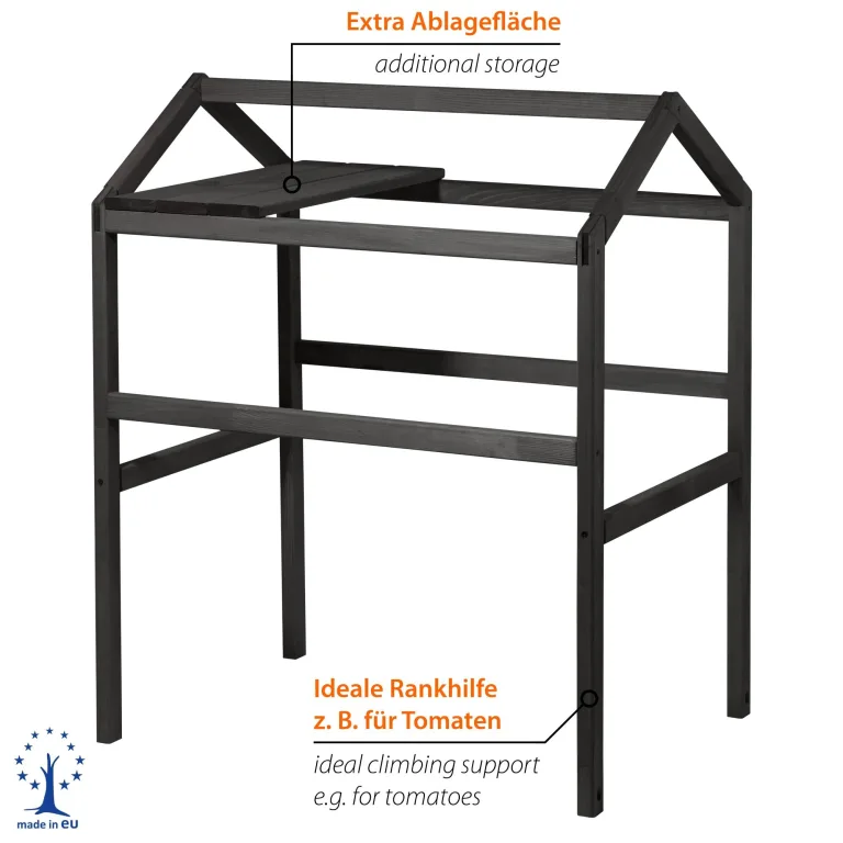dobar® Rankturm-Aufsatz für Tomaten und Erdbeeren mit Ablage - Rankturm Holz für Hochbeet Kubus 2.0-74 x 54 x 89 cm - Anthrazit – Bild 3