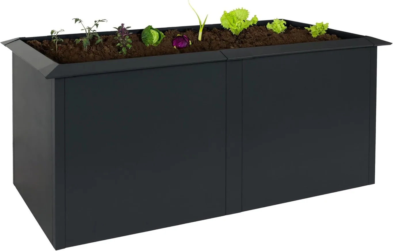Hochbeet HWC-N24, Metallhochbeet Gemüsebeet Blumenkasten Pflanzkübel, Schneckenkante 78x170x90cm Eisen 52kg, anthrazit - Bild 1