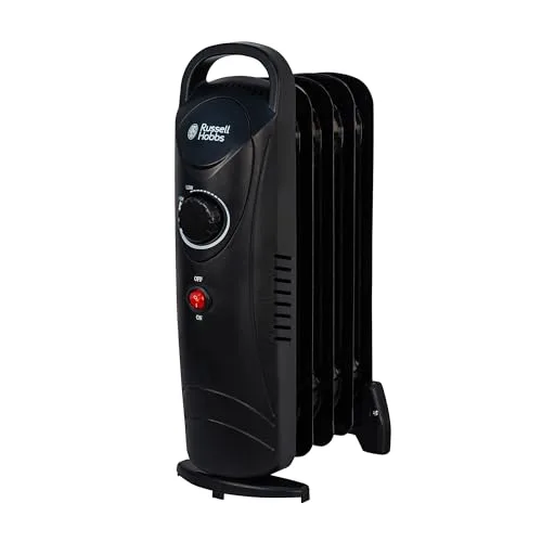 Russell Hobbs RHOFR3001, 650 W, ölgefüllte, tragbare Elektroheizung, 5 Lamellen, schwarz, einstellbarer Thermostat, Sicherheitsabschaltung, 10 m², Raumgröße – Bild 4