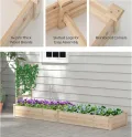 HOMASIS Blumenkasten mit Rankgitter, Hochbeet mit Spalier, Pflanzenkasten Holz, Blumenbeet mit Rankhilfer, Gartenspalier für Kletterpflanzen, Rankkasten für Balkon Garten (Natur, 235x63x102cm) - Thumbnail 8