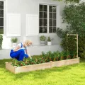 HOMASIS Blumenkasten mit Rankgitter, Hochbeet mit Spalier, Pflanzenkasten Holz, Blumenbeet mit Rankhilfer, Gartenspalier für Kletterpflanzen, Rankkasten für Balkon Garten (Natur, 235x63x102cm) - Thumbnail 9