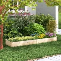HOMASIS Blumenkasten mit Rankgitter, Hochbeet mit Spalier, Pflanzenkasten Holz, Blumenbeet mit Rankhilfer, Gartenspalier für Kletterpflanzen, Rankkasten für Balkon Garten (Natur, 235x63x102cm) - Thumbnail 3