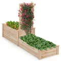 HOMASIS Blumenkasten mit Rankgitter, Hochbeet mit Spalier, Pflanzenkasten Holz, Blumenbeet mit Rankhilfer, Gartenspalier für Kletterpflanzen, Rankkasten für Balkon Garten (Natur, 222x114x110cm) - Thumbnail 9