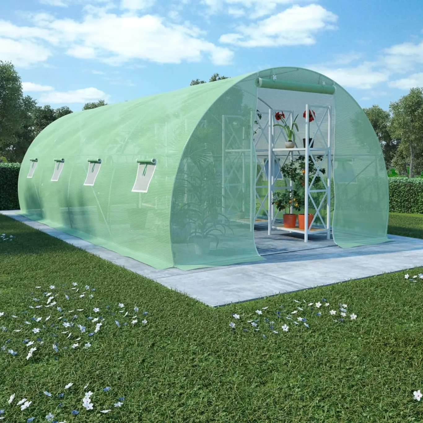 Gecheer Gewächshaus Tunnelgewächshaus Gartenhaus Garten Treibhaus Pflanzenhaus Tomatenhaus Frühbeet 18m² 600x300x200 cm-4408 - Bild 1