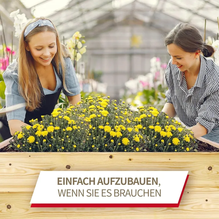 Schroth Home Hochbeet 120x80x40cm groß - rechteckig - Palettenrahmen aus Holz - Hochbeet für Garten - faltbar - steckbar & stapelbar - Aussenbereich (2X Hochbeetrahmen 120x80x40) – Bild 6