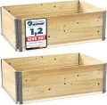 Schroth Home Hochbeet 120x80x40cm groß - rechteckig - Palettenrahmen aus Holz - Hochbeet für Garten - faltbar - steckbar & stapelbar - Aussenbereich (2X Hochbeetrahmen 120x80x40) - Thumbnail 1