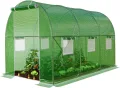 Folien-Gewächshaus Cicata Tomatengewächshaus Winterfest, Folientunnel für Aufzucht, 3x2x2 m groß, grün, 6 Fenster, Insektennetz, Rund, Mehrweg, Gitternetzfolie - Thumbnail 8
