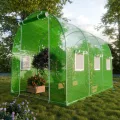 Folien-Gewächshaus Cicata Tomatengewächshaus Winterfest, Folientunnel für Aufzucht, 3x2x2 m groß, grün, 6 Fenster, Insektennetz, Rund, Mehrweg, Gitternetzfolie - Thumbnail 2