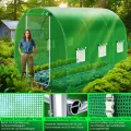 KESSER® Folien-Gewächshaus Stabil mit 6 Fenster mit Moskitonetz & Tür | Gartentunnel mit Rahmen aus verzinktem Stahl | Folientunnel 170g/m² inkl. Erdanker Handschuhen & Seilen | 200x300cm Grün - Thumbnail 9