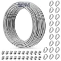 40m 2mm Drahtseil, CGBOOM 304 Edelstahl Drahtseil Spanndraht, Stahlseil Ummantelt, mit ösen Seilspanngarnitur, für Kletterpflanzen Rankhilfe, Wäscheleine, Gardinenseil, Lichter, Deck-Kabel-Reling - Thumbnail 8