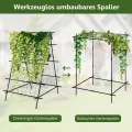 GOPLUS Gurken Rankhilfe, Rankgitter mit verstellbarer A-Form & Würfel-Form, Pflanzenspalier Metall mit Ranknetz & Clips, Gartenspalier Gurkenspalier Pflanzenstütze für Kletterpflanzen, Tomaten & Rosen - Thumbnail 7