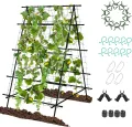 GOPLUS Gurken Rankhilfe, Rankgitter mit verstellbarer A-Form & Würfel-Form, Pflanzenspalier Metall mit Ranknetz & Clips, Gartenspalier Gurkenspalier Pflanzenstütze für Kletterpflanzen, Tomaten & Rosen - Thumbnail 1
